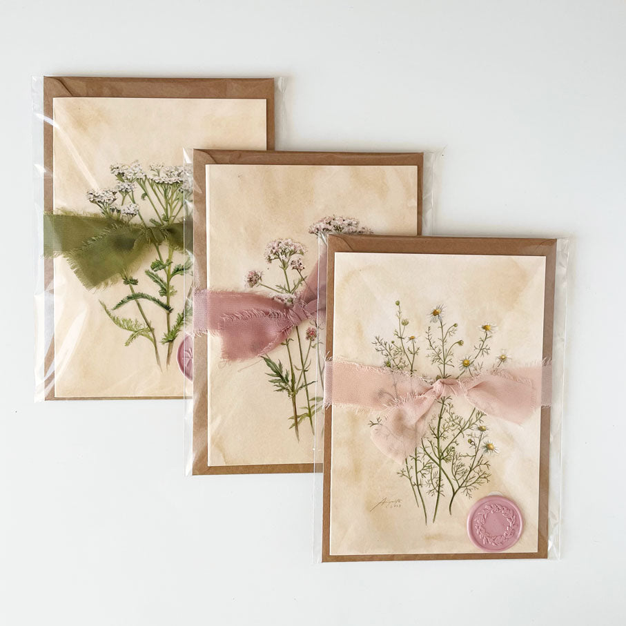 Svatební Botanické Přáni Řebříček + hedvábní stuha + pečeť
