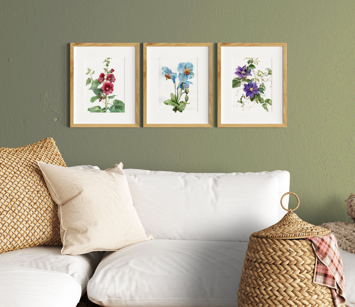 Original Painting Crimson Hollyhock