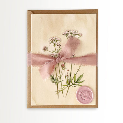 Svatební Botanické Přáni Kozlík + hedvábní stuha + pečeť