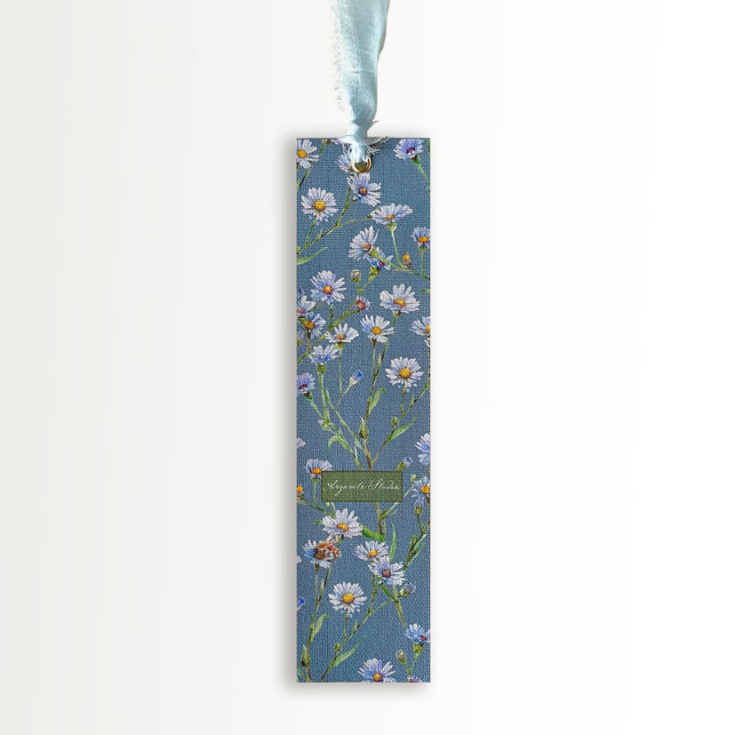 Botanická Plátěná Záložka Hvězdnice + Hedvábná Stuha