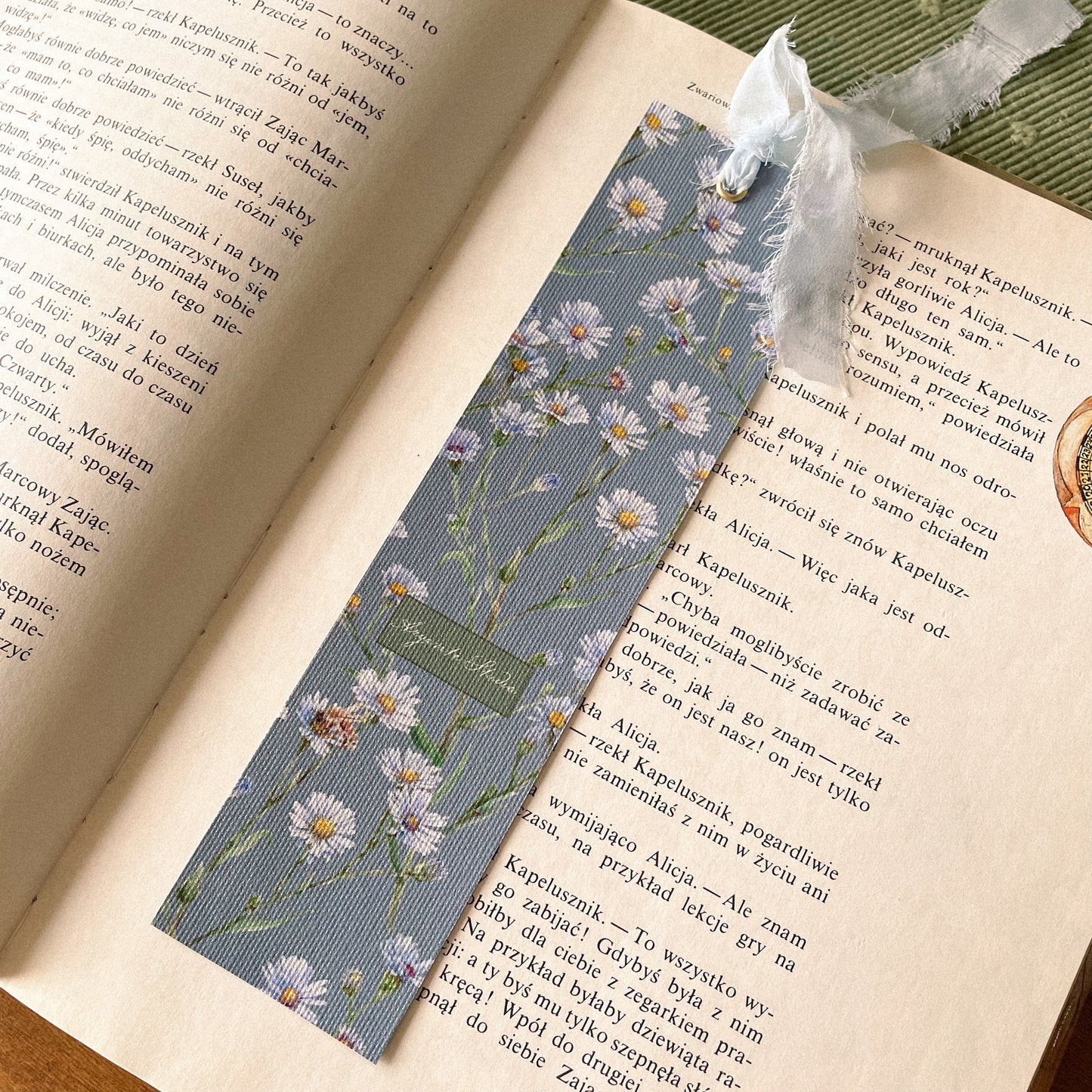 Botanická Plátěná Záložka Hvězdnice + Hedvábná Stuha