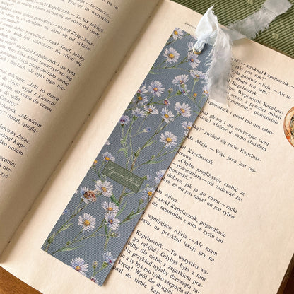 Botanická Plátěná Záložka Hvězdnice + Hedvábná Stuha