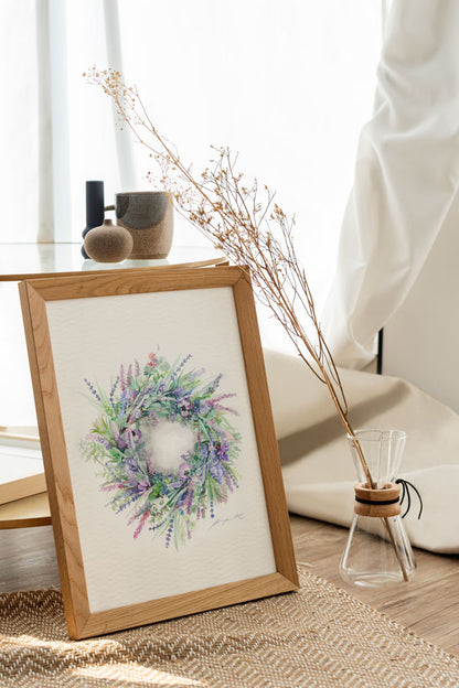Lavender Wreath Print