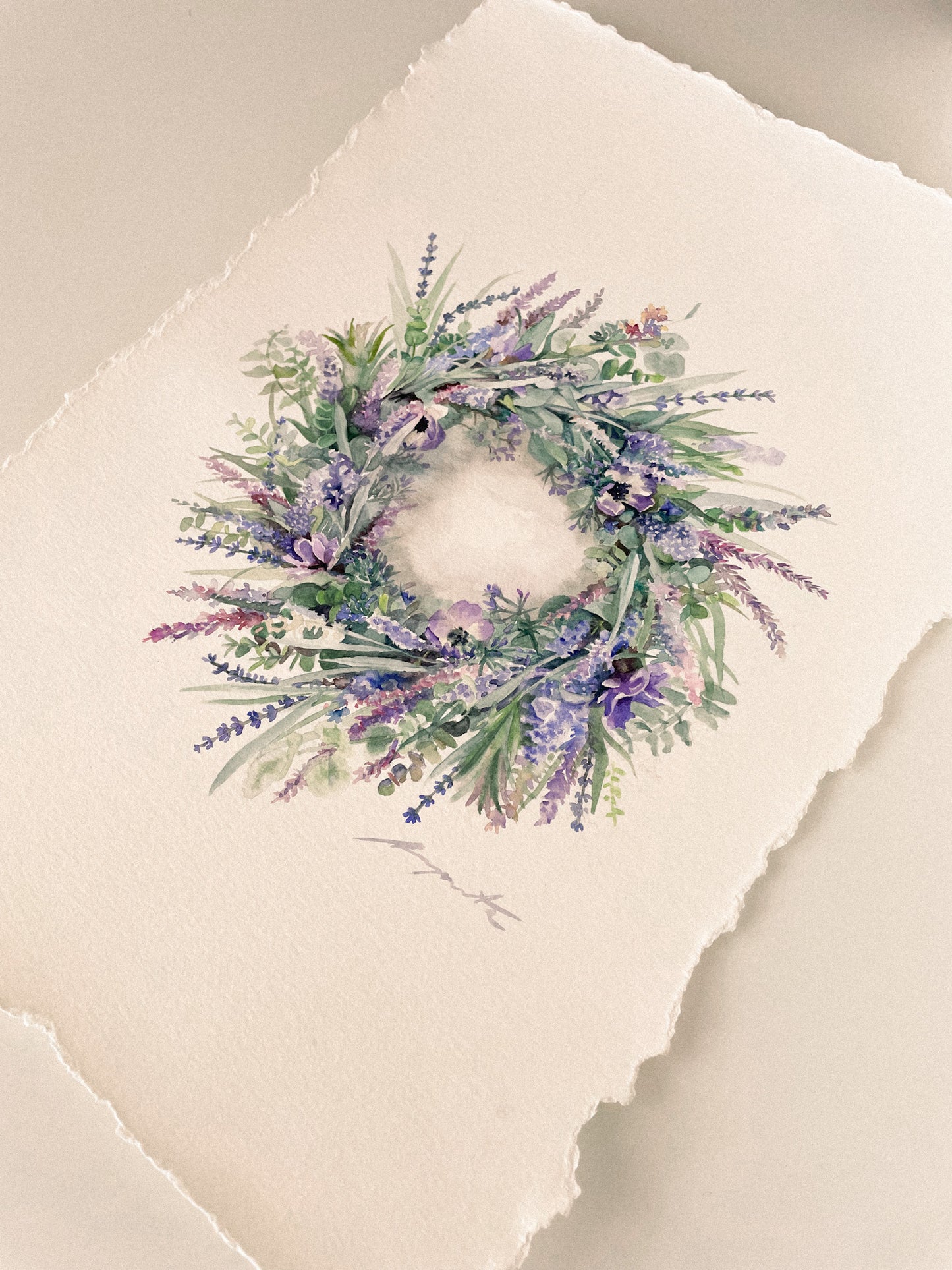 Original Painting Lavender Wreath