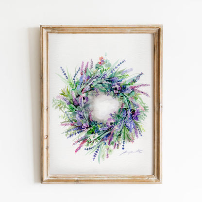 Lavender Wreath Print